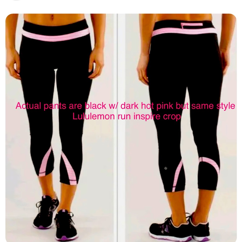 Lululemon run inspire crop pants size 12 hot pink and black